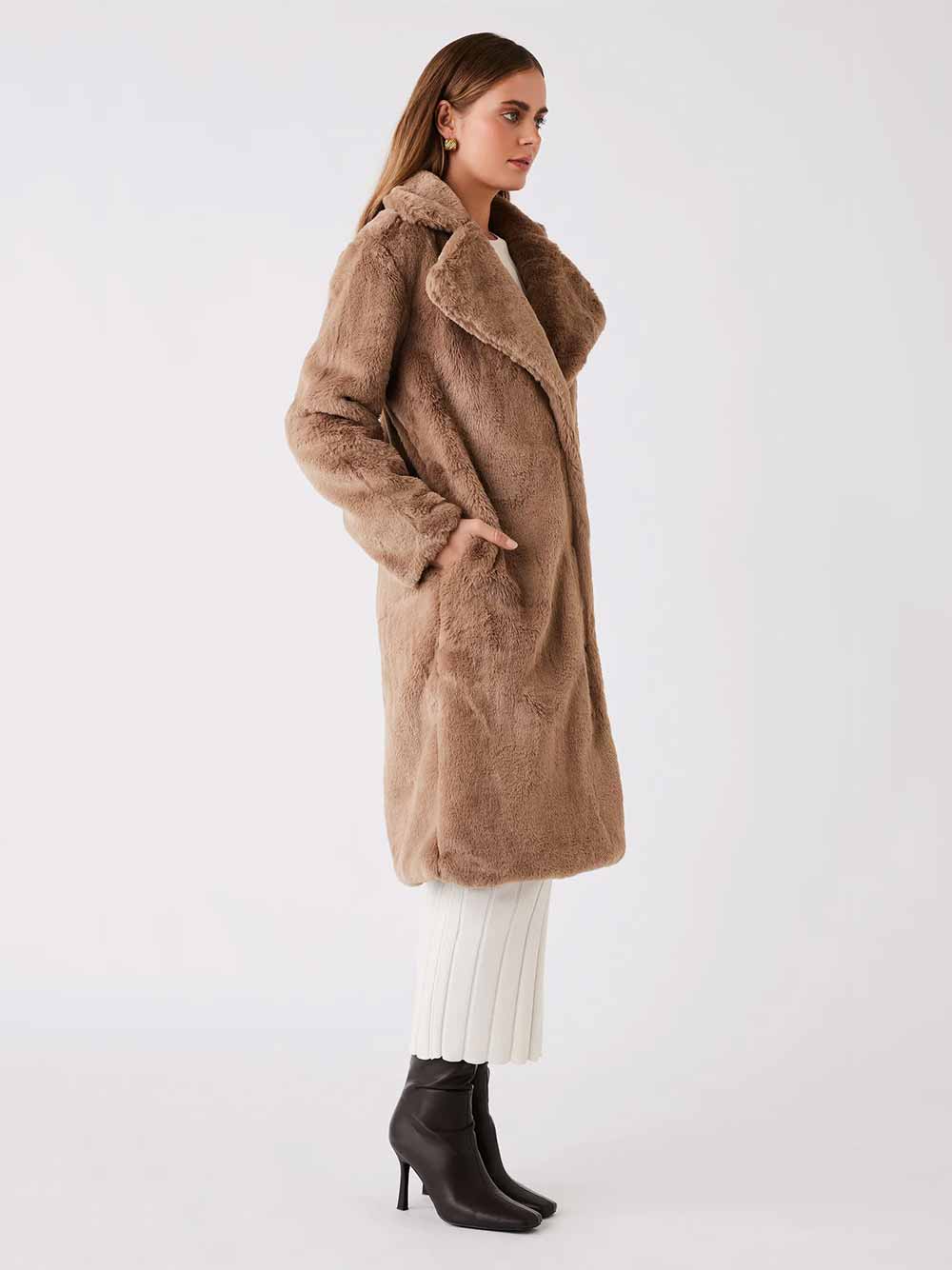 Malena Faux Fur Coat - TAUPE