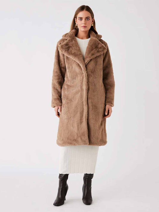 Malena Faux Fur Coat - TAUPE