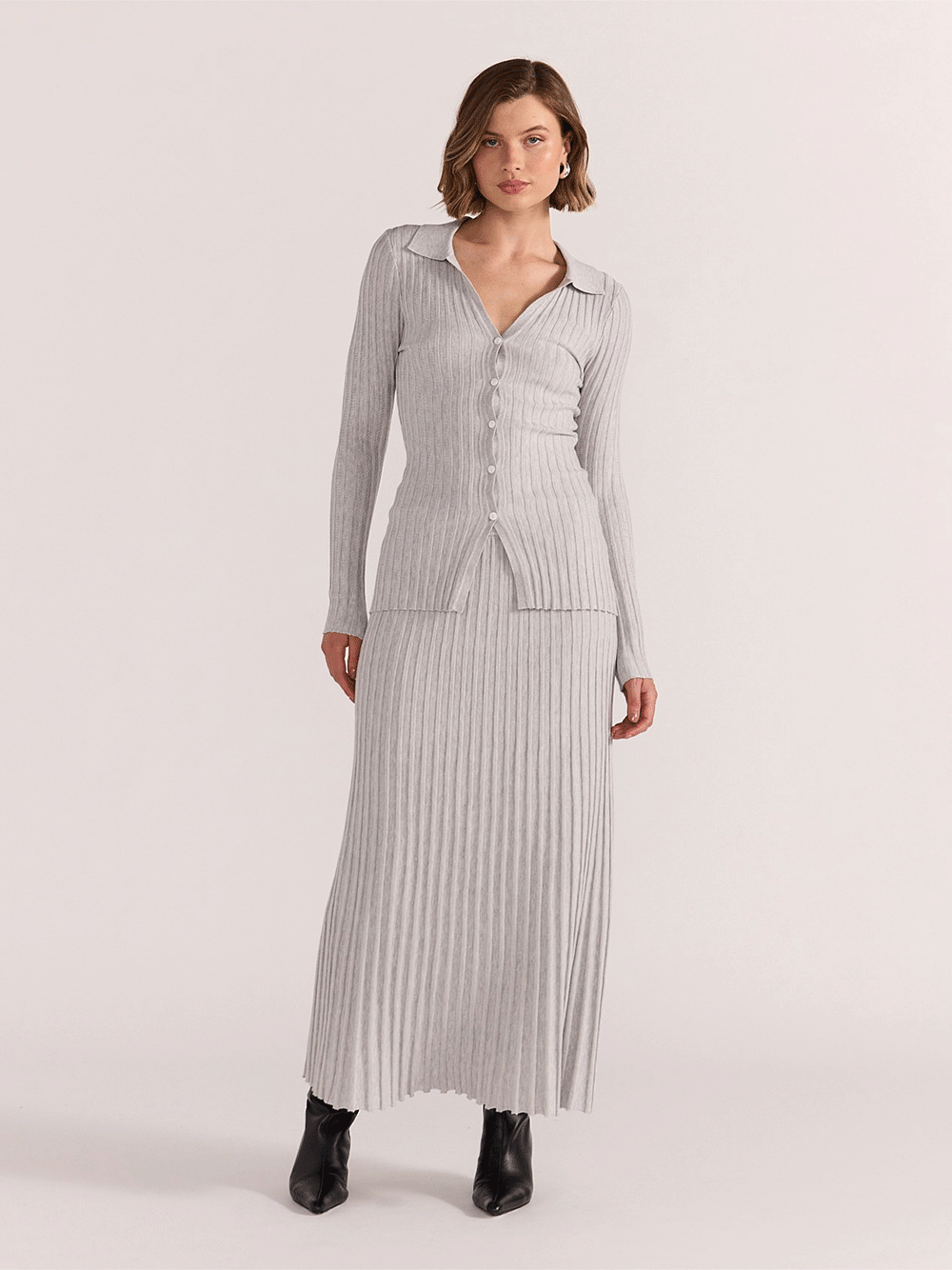 Marlow Ribbed Knit Midi Skirt