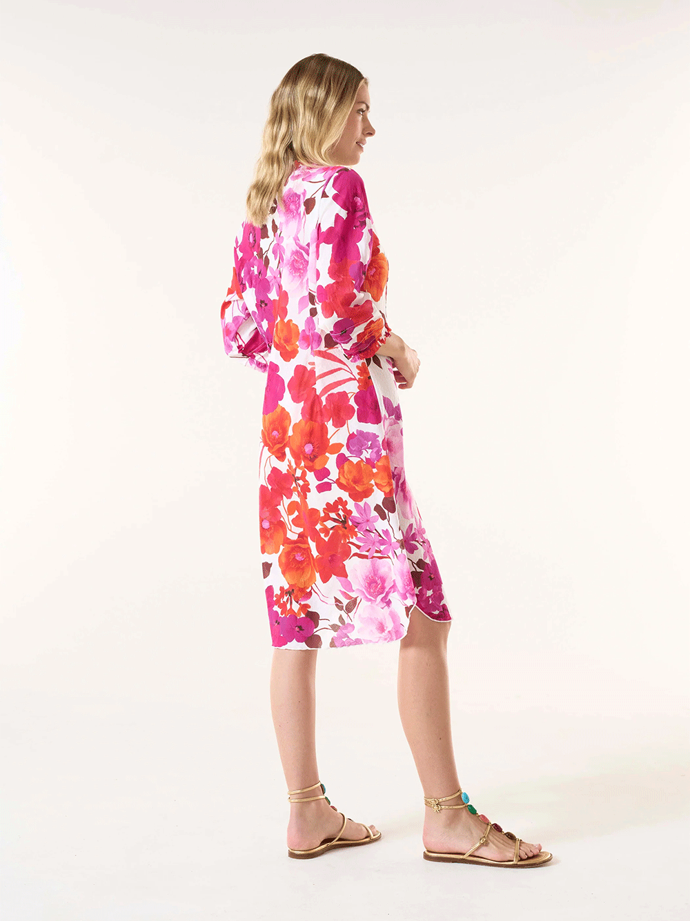 Middy Poppy Cotton Dress - FLAMENCO PINK