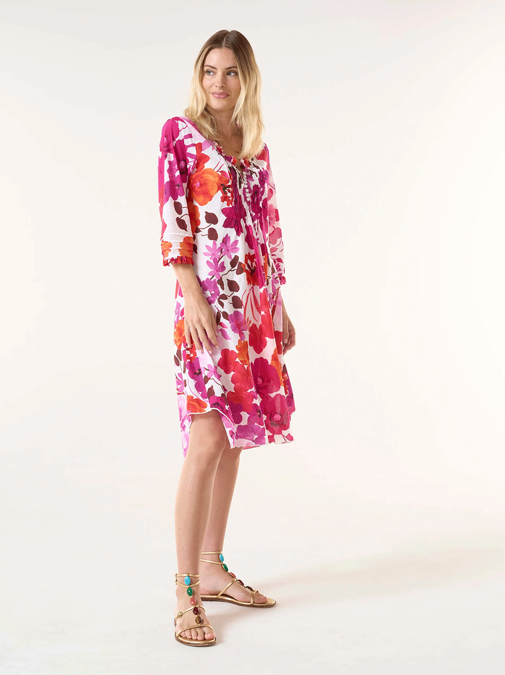 Middy Poppy Cotton Dress - FLAMENCO PINK