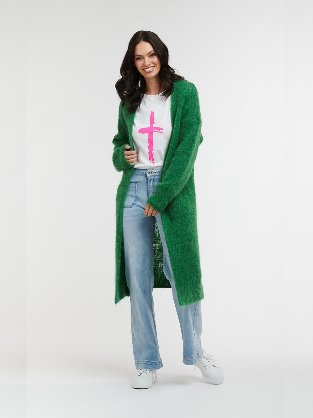 Mohair Contina Knit Cardi - GREEN