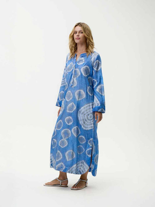 Bazaar Kaftan Dress - MOROCCAN FOIL PRINT BLUE