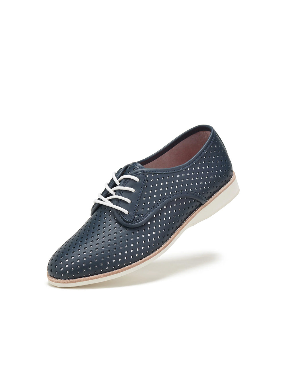 Derby Punch Overlay Shoes - NAVY/SILVER