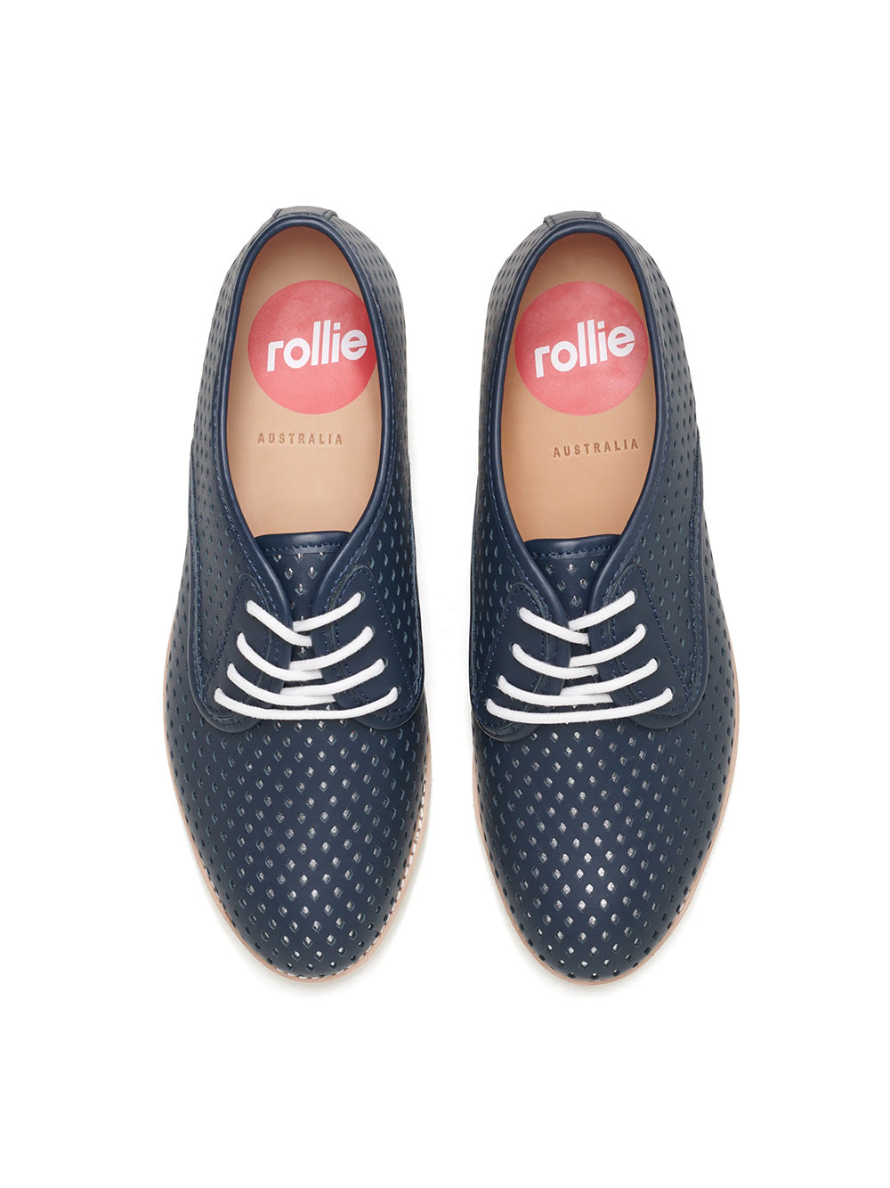 Derby Punch Overlay Shoes - NAVY/SILVER