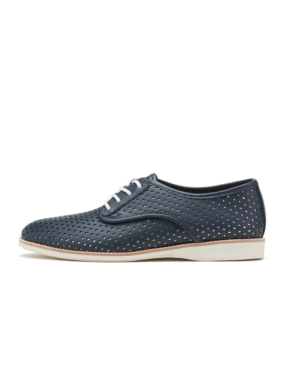 Derby Punch Overlay Shoes - NAVY/SILVER