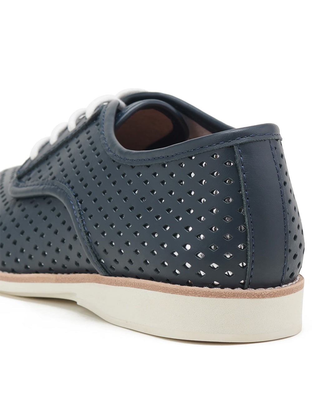 Derby Punch Overlay Shoes - NAVY/SILVER