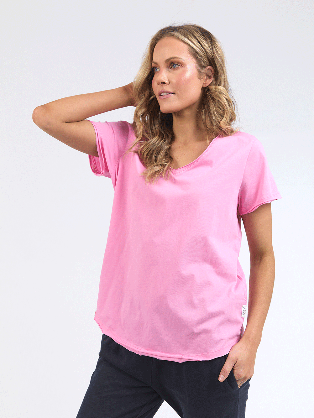 Pima V Neck Tee - PINK