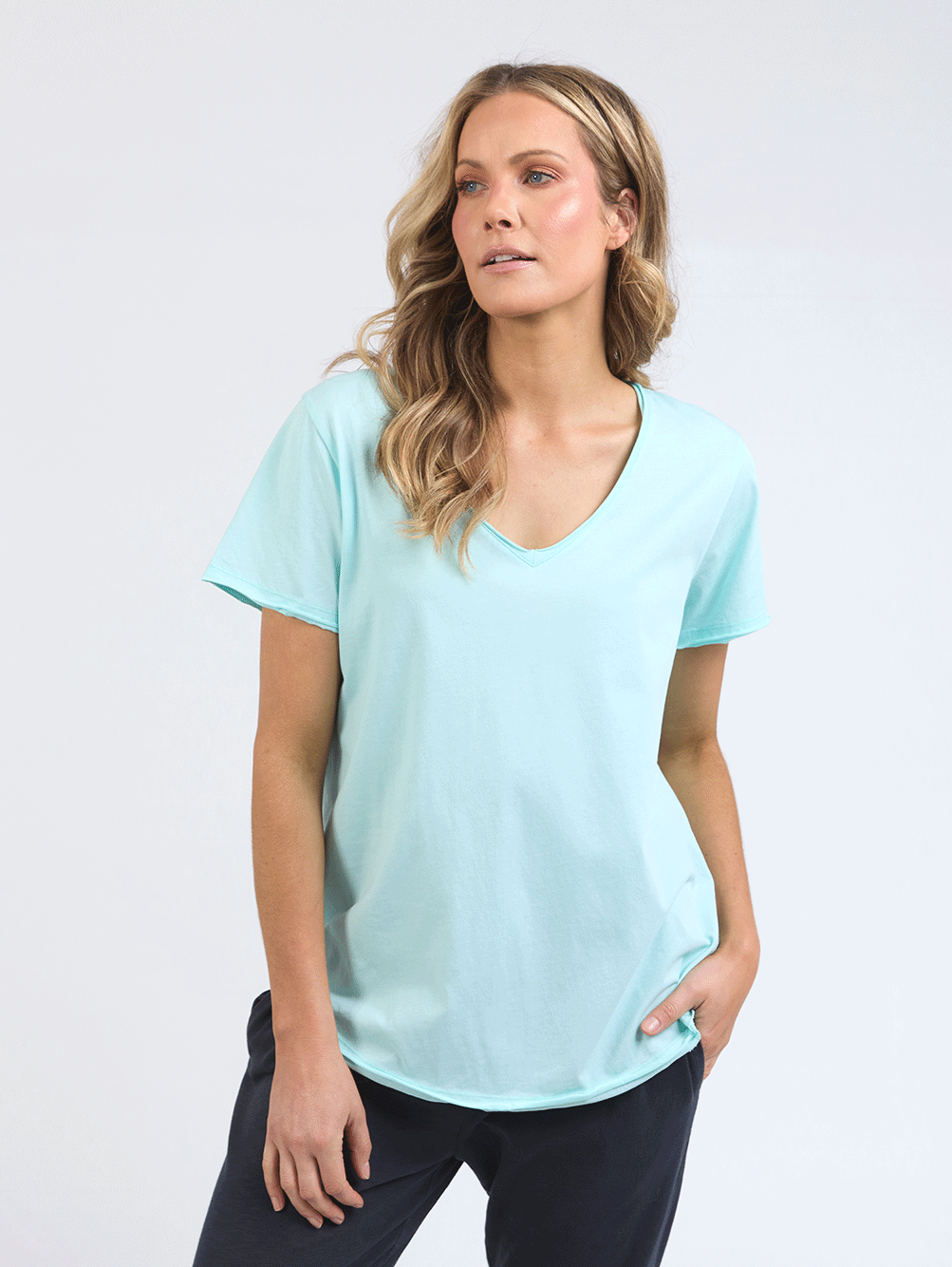 Pima V Neck Tee - TONIC BLUE