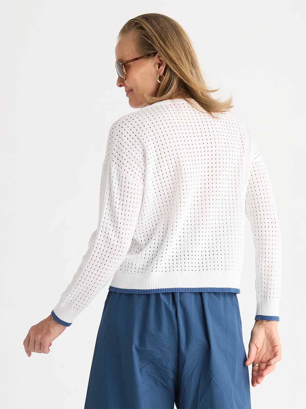 Pointelle Zip Cardigan - WHITE