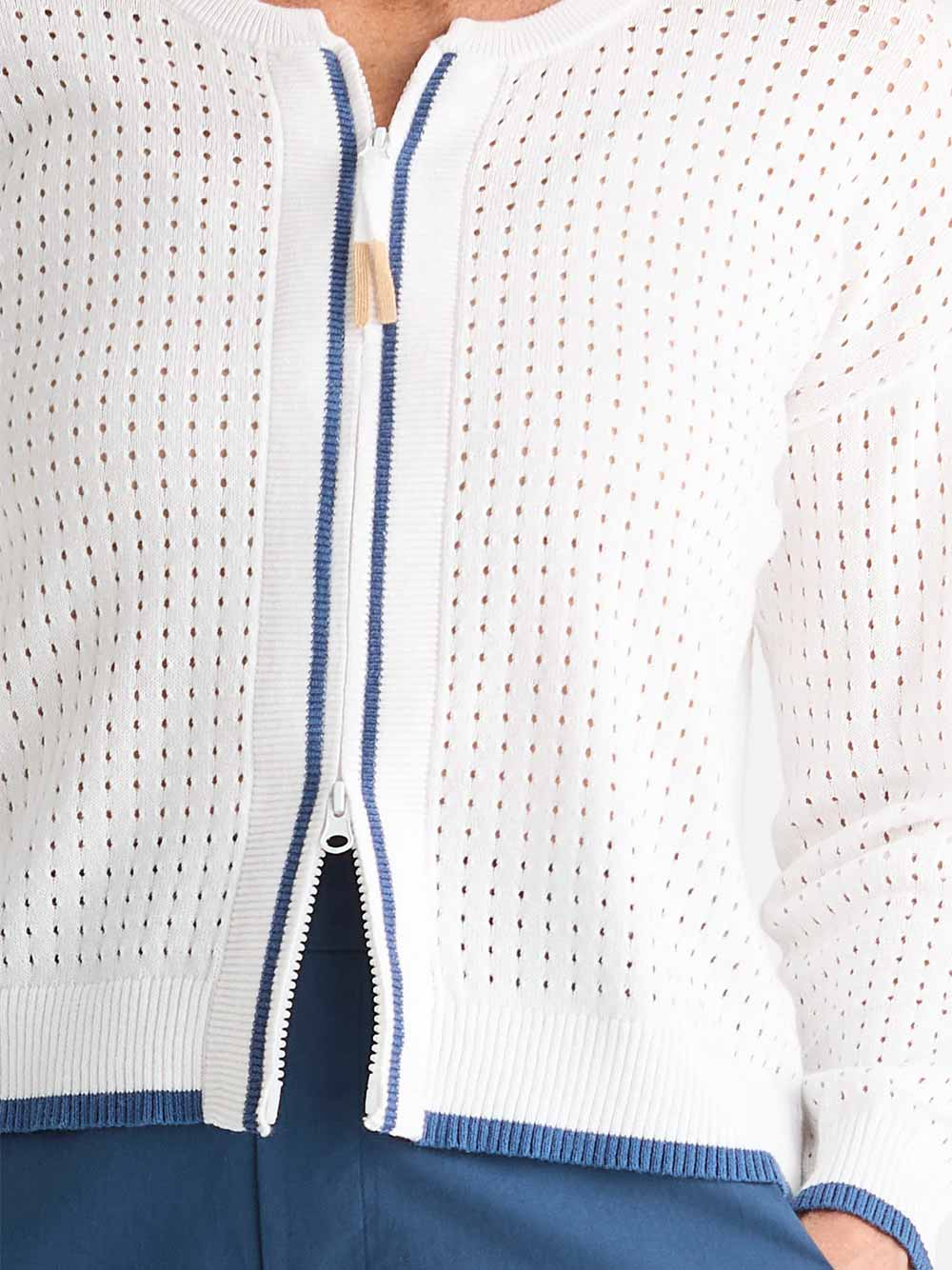 Pointelle Zip Cardigan - WHITE