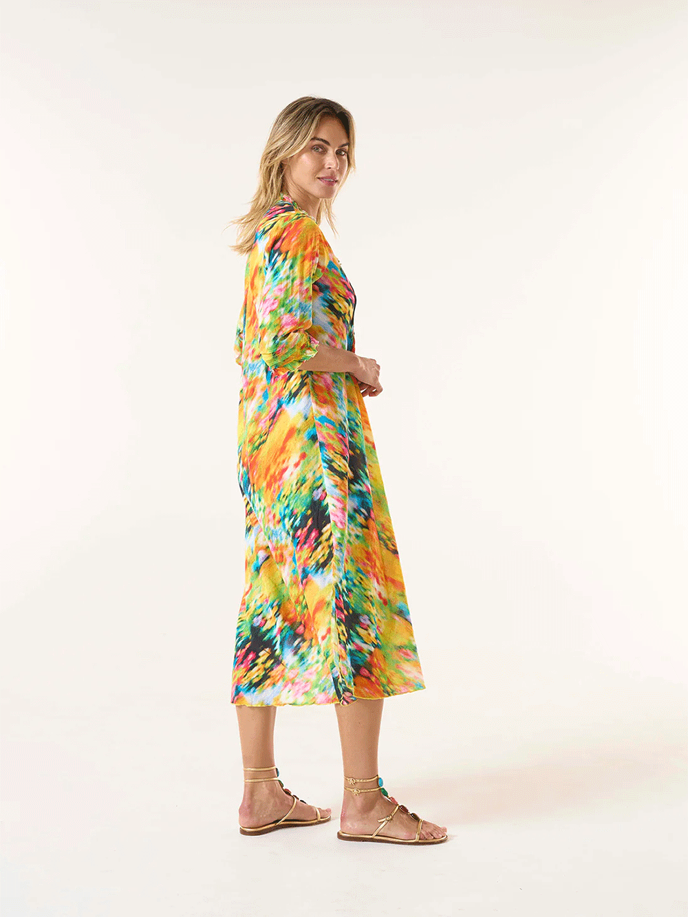 Long Poppy Cotton Dress - ITHACA YELLOW