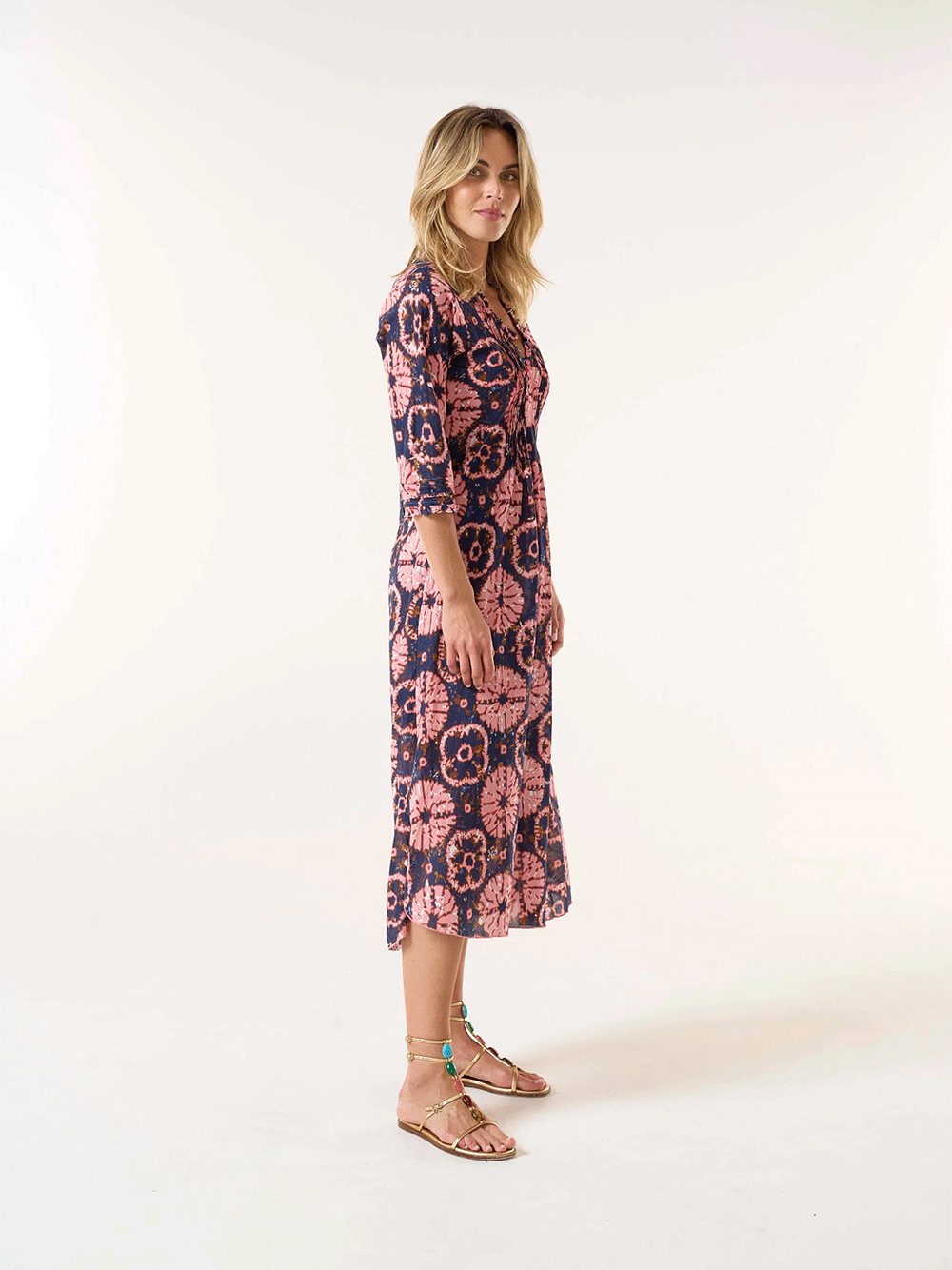 Long Poppy Cotton Dress - CAMOGLI CORAL