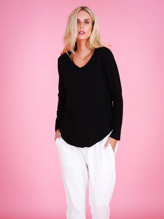 Portsea Long Sleeve Top - BLACK