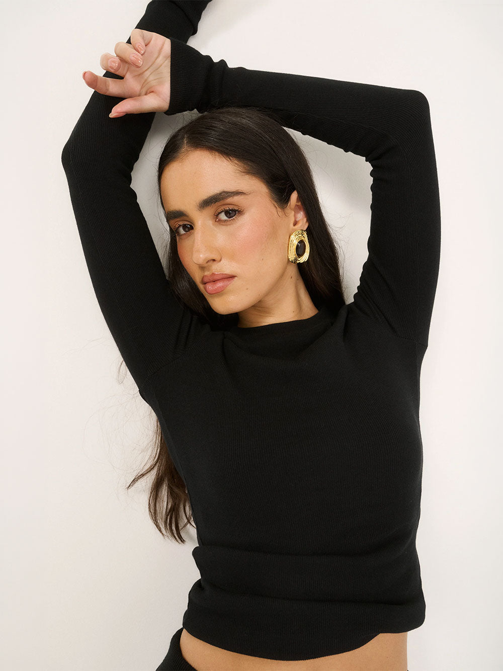 Carina Classic Long Sleeve Top - BLACK