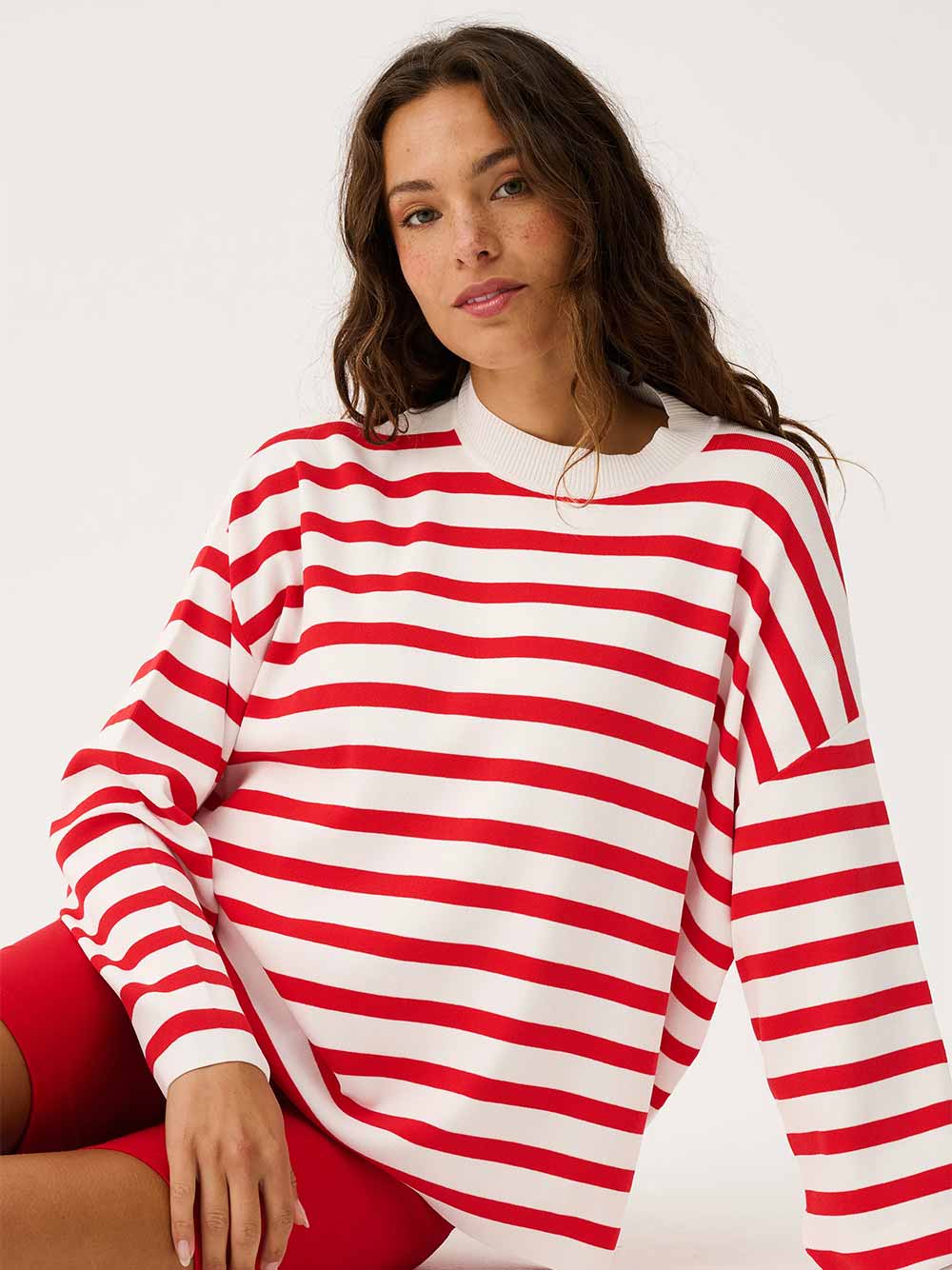 Rae Stripe Knit Sweater - RED STRIPE