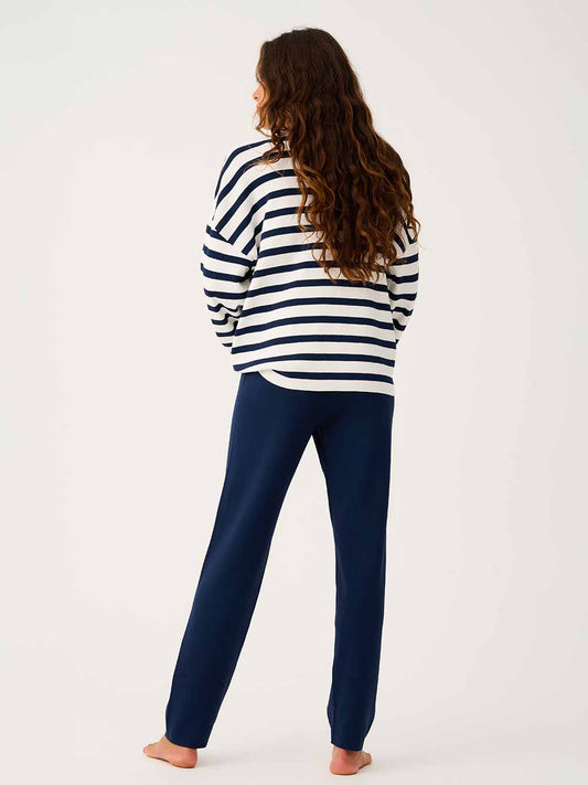 Rae Stripe Knit Sweater - NAVY STRIPE