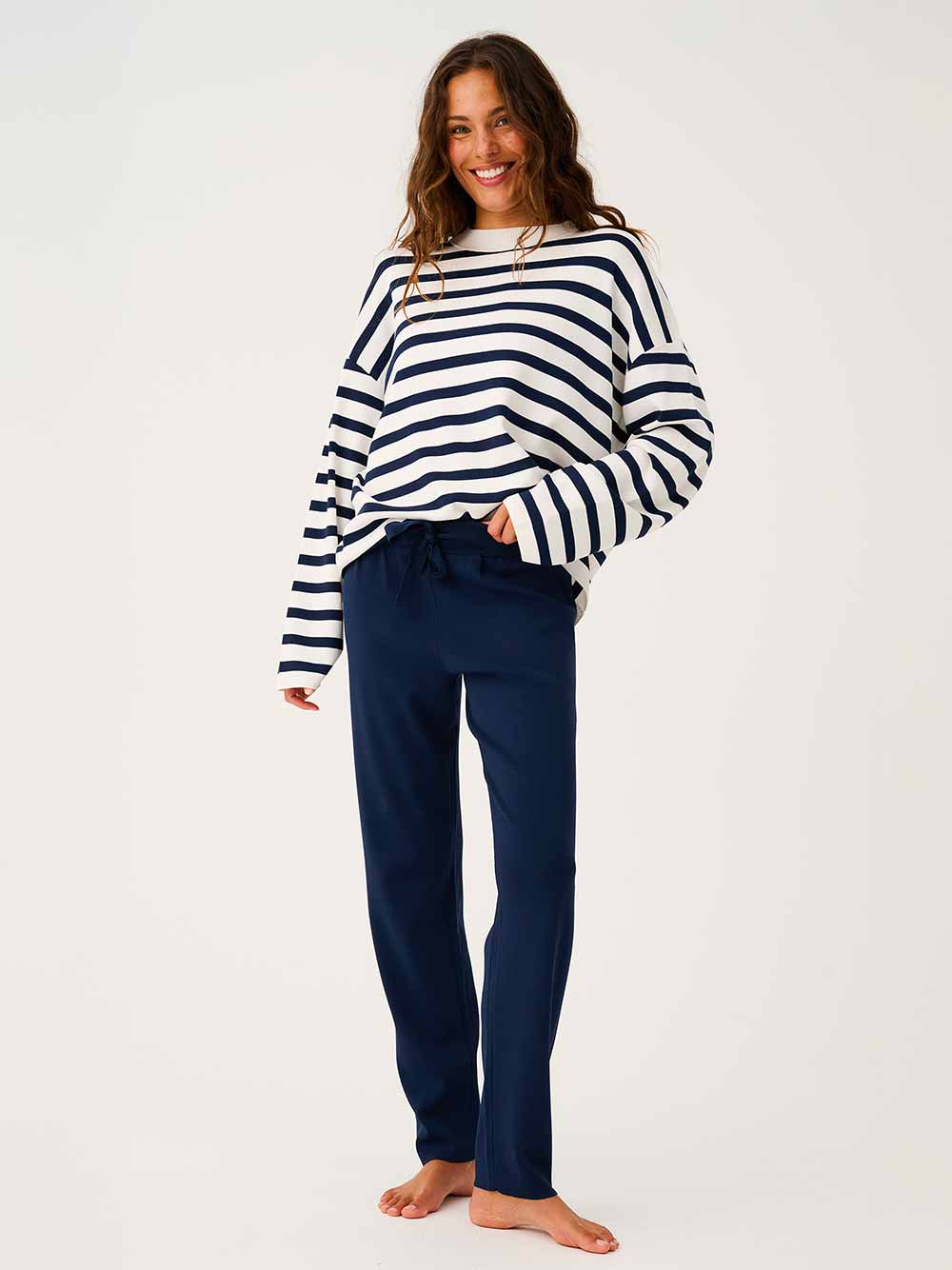 Rae Stripe Knit Sweater - NAVY STRIPE