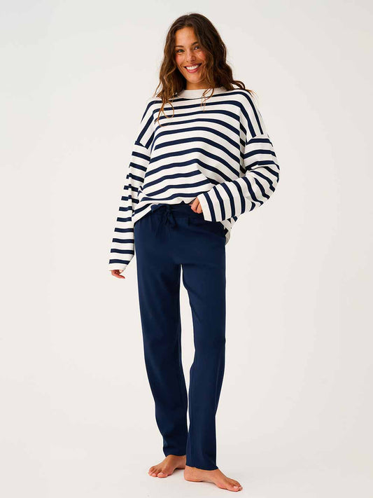 Rae Stripe Knit Sweater - NAVY STRIPE