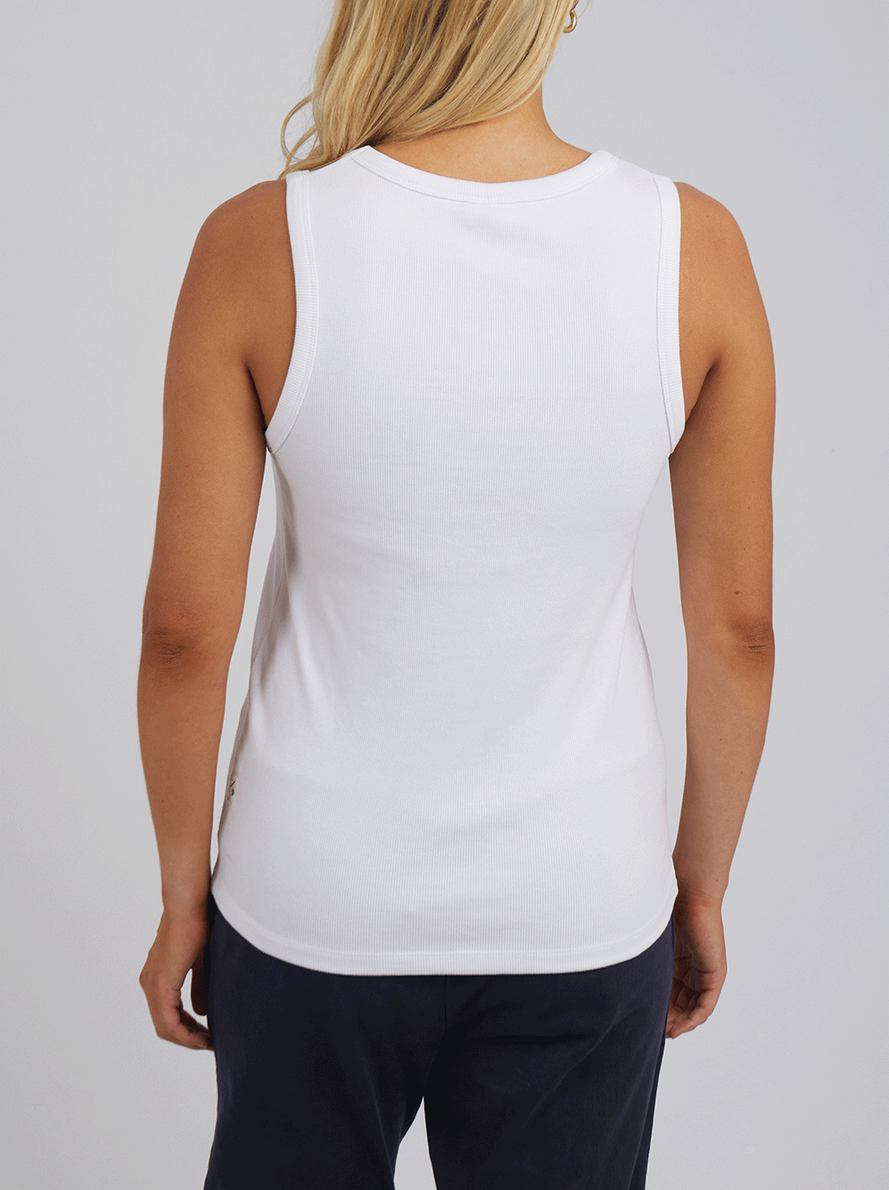 Ribbed Crew Neck Tank - WHITE