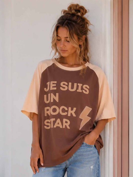 Rockstar T-Shirt - PEACH/CHOC