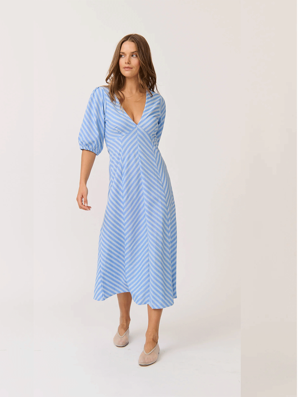 Roza Midi Dress - OCEAN STRIPE