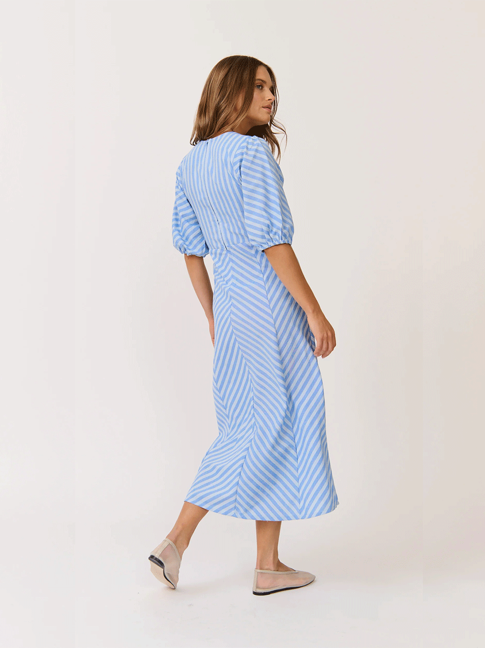 Roza Midi Dress - OCEAN STRIPE