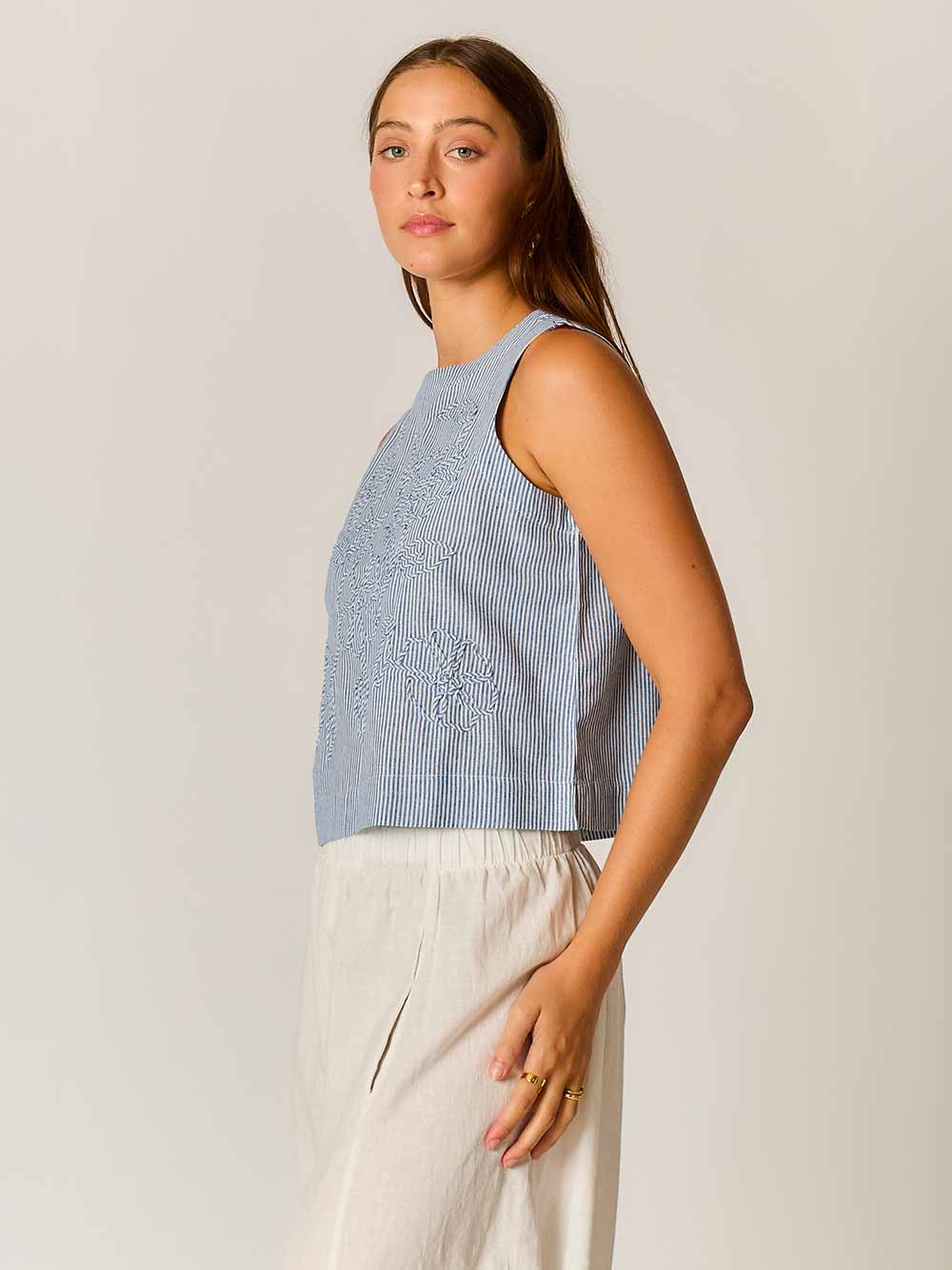 Cornelli Stripe Top - BLUE