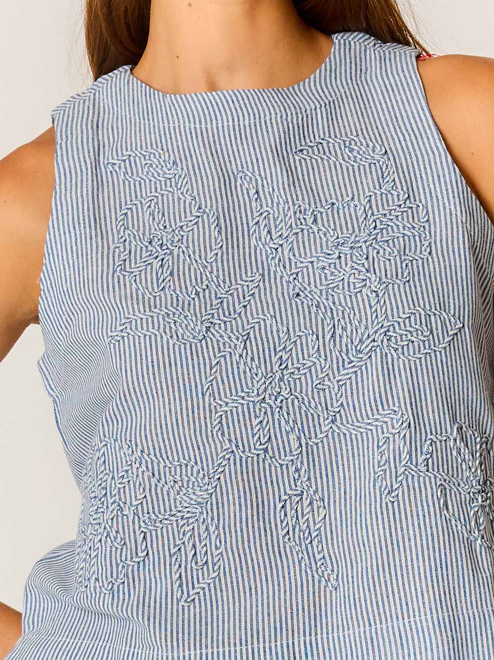 Cornelli Stripe Top - BLUE