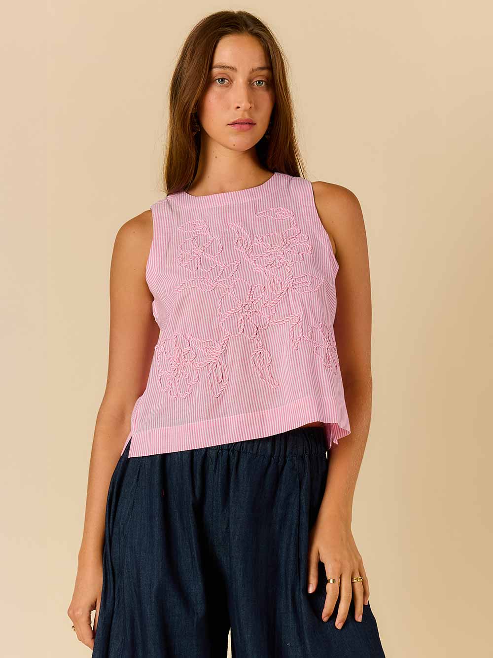 Cornelli Stripe Top - PINK