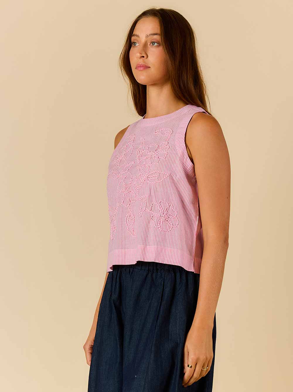 Cornelli Stripe Top - PINK