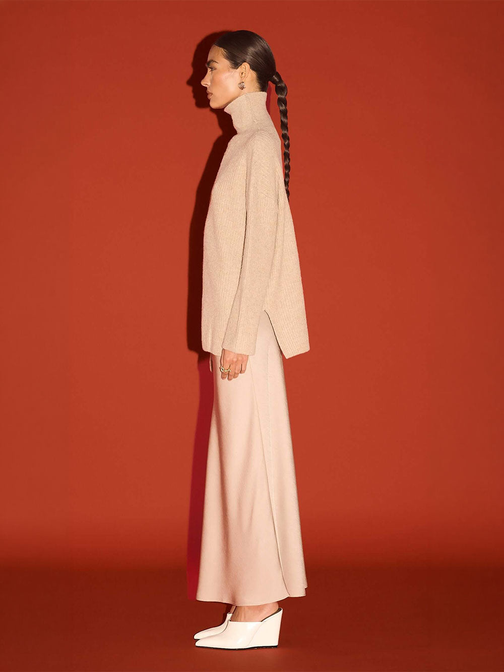 Sabine Roll Neck - NATURAL MARLE