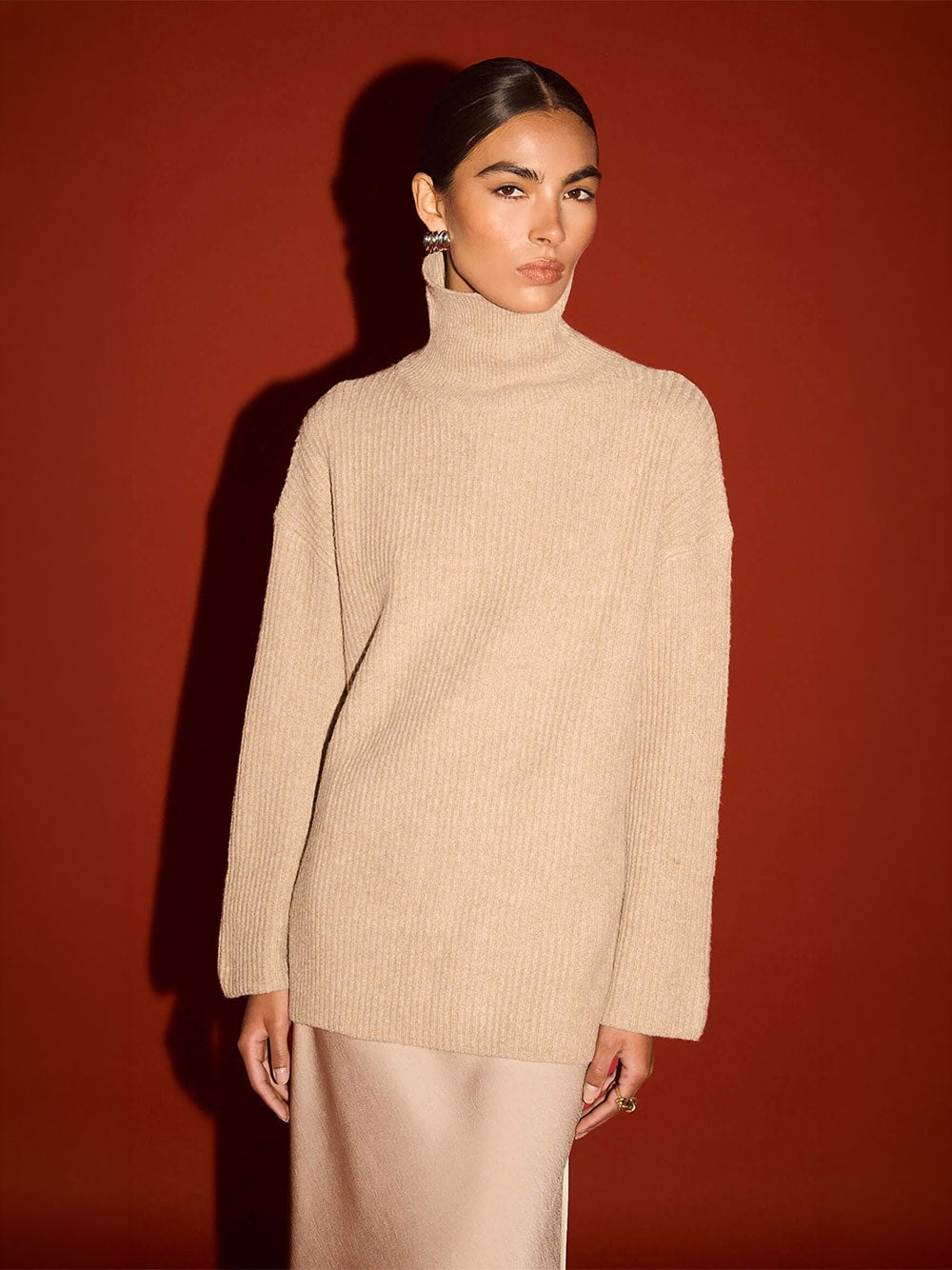 Sabine Roll Neck - NATURAL MARLE