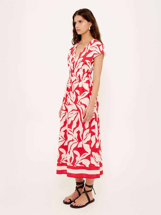 Serata Shirred Midi Dress