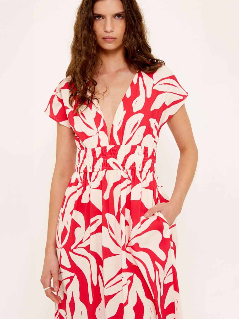 Serata Shirred Midi Dress