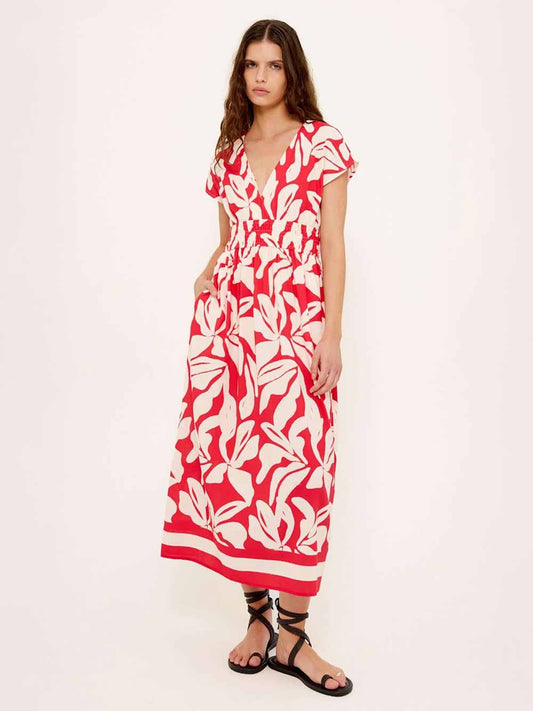 Serata Shirred Midi Dress