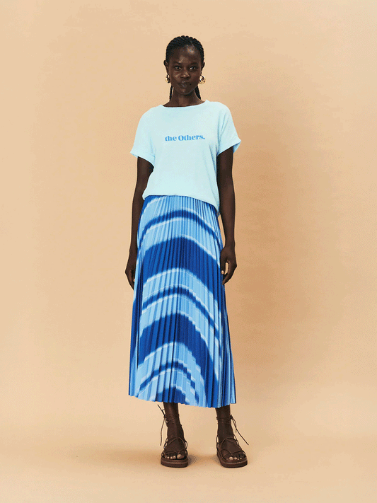 Simone Pleat Maxi Skirt - BLUE STARBURST