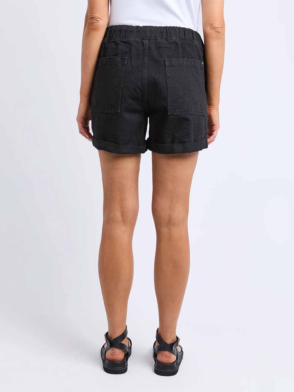 Emma Relaxed Denim Shorts - SOLID BLACK