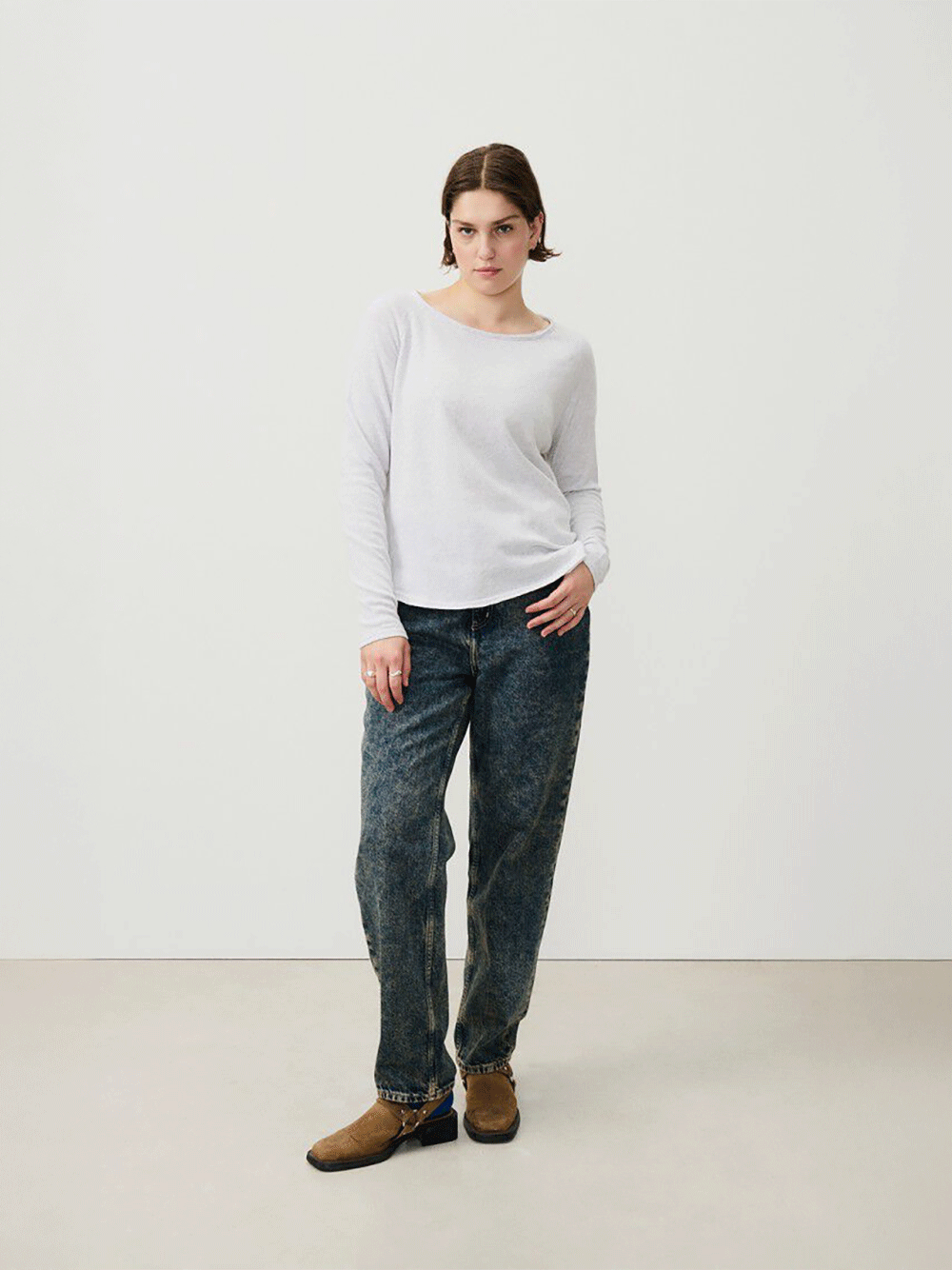 Sonoma Boat Neck Long Sleeve Top - ARCTIC MELANGE