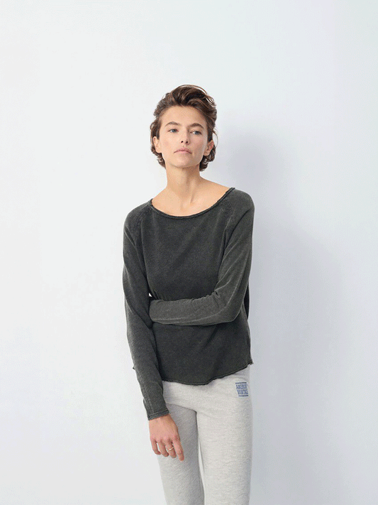 Sonoma Boat Neck Long Sleeve Top - VINTAGE BLACK