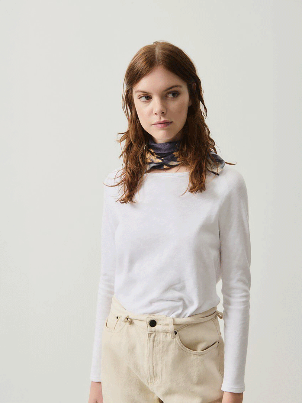 Sonoma Boat Neck Long Sleeve Top - WHITE