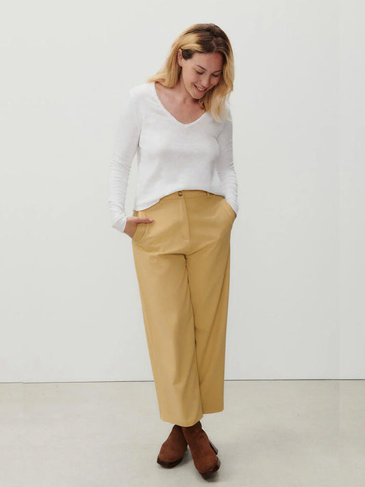 Sonoma Long Sleeve V-Neck Top - WHITE