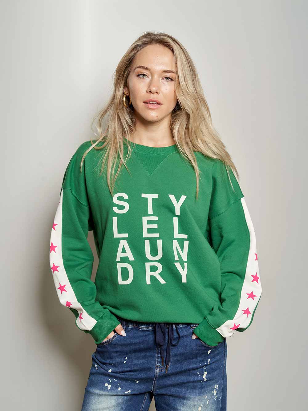 Stars and Logo Sweater - GREEN