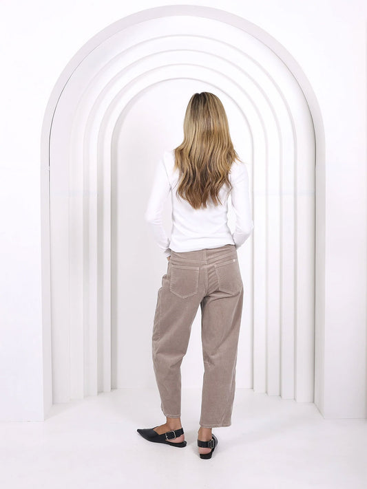 Toni Barrel Leg Jeans - CORD LATTE