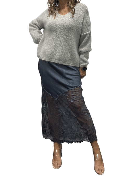 Tromboli V-Neck Knit - PEARL