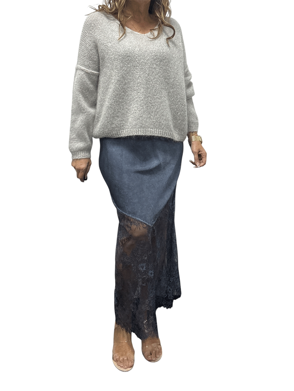 Tromboli V-Neck Knit - PEARL