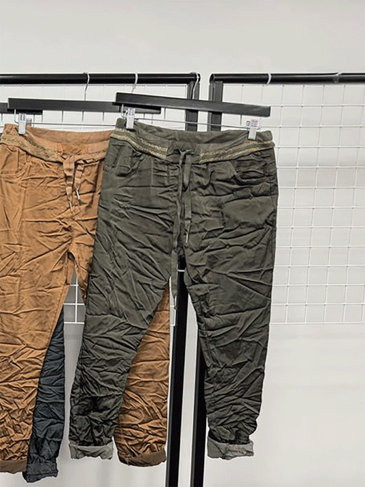 Tuscany Shiny Pull On Pants - KHAKI