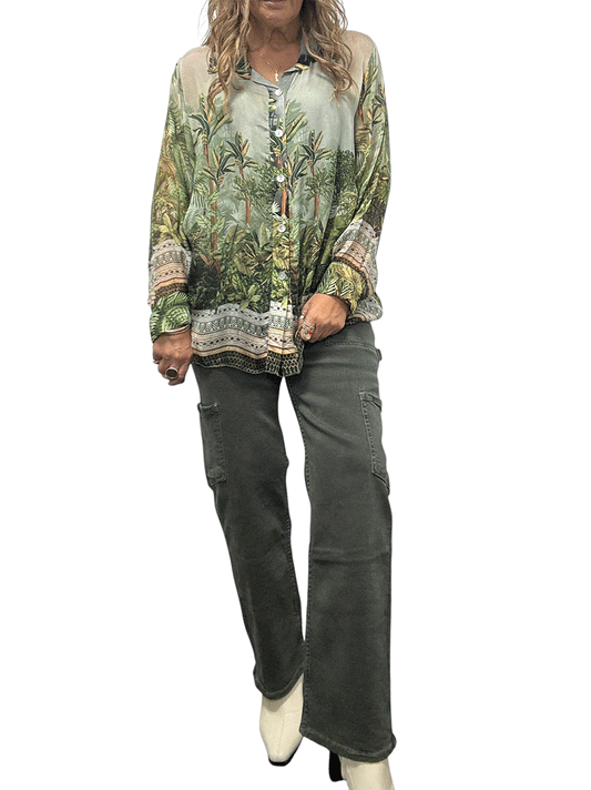 Vacanza Jungle Silk Shirt - MILITARY