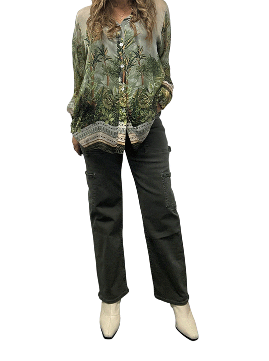 Vacanza Jungle Silk Shirt - MILITARY