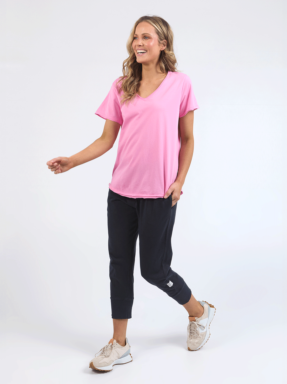 Pima V Neck Tee - PINK